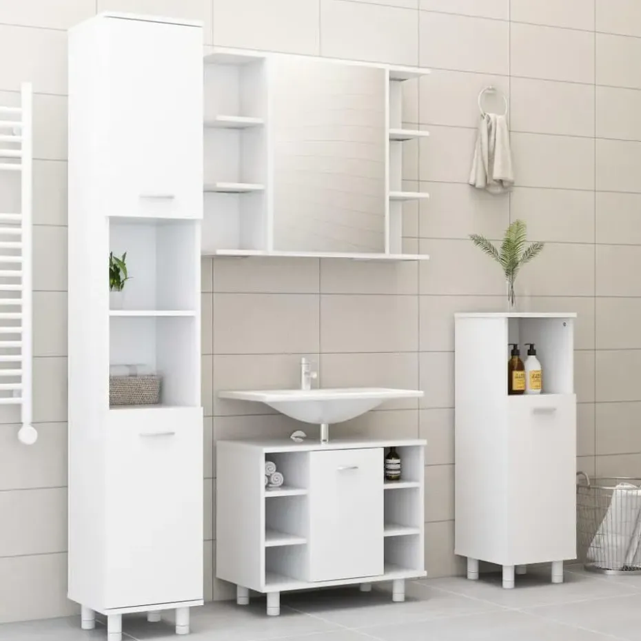 vidaXL - Badkamerspiegelkast - Wit - Bewerkt hout