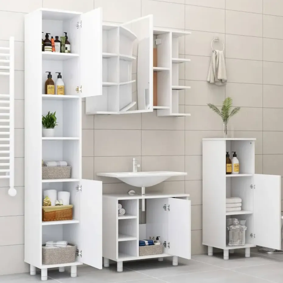 vidaXL - Badkamerspiegelkast - Wit - Bewerkt hout