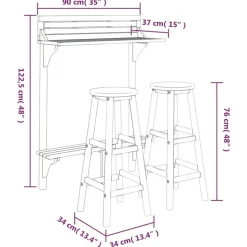 vidaXL - Balkonbarset - Bruin - Acaciahout