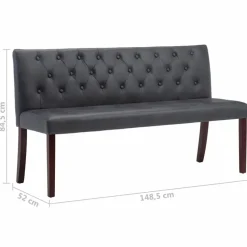 vidaXL - Bank - Grijs - Suède - 148.5 cm