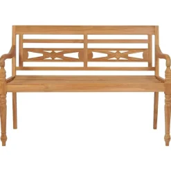 vidaXL - Bank Batavia met zwart kussen - Teakhout - 120x51.5x84 cm