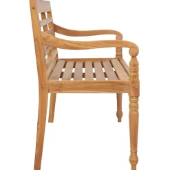 vidaXL - Bank Batavia met zwart kussen - Teakhout - 120x51.5x84 cm