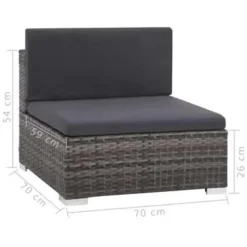 vidaXL - Bankset - Grijs - Poly rattan