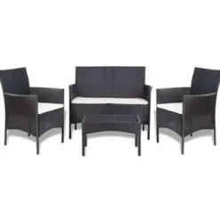 vidaXL - Bankset - Zwart - Poly rattan