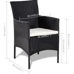 vidaXL - Bankset - Zwart - Poly rattan