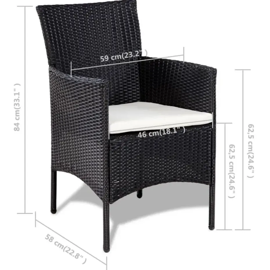 vidaXL - Bankset - Zwart - Poly rattan