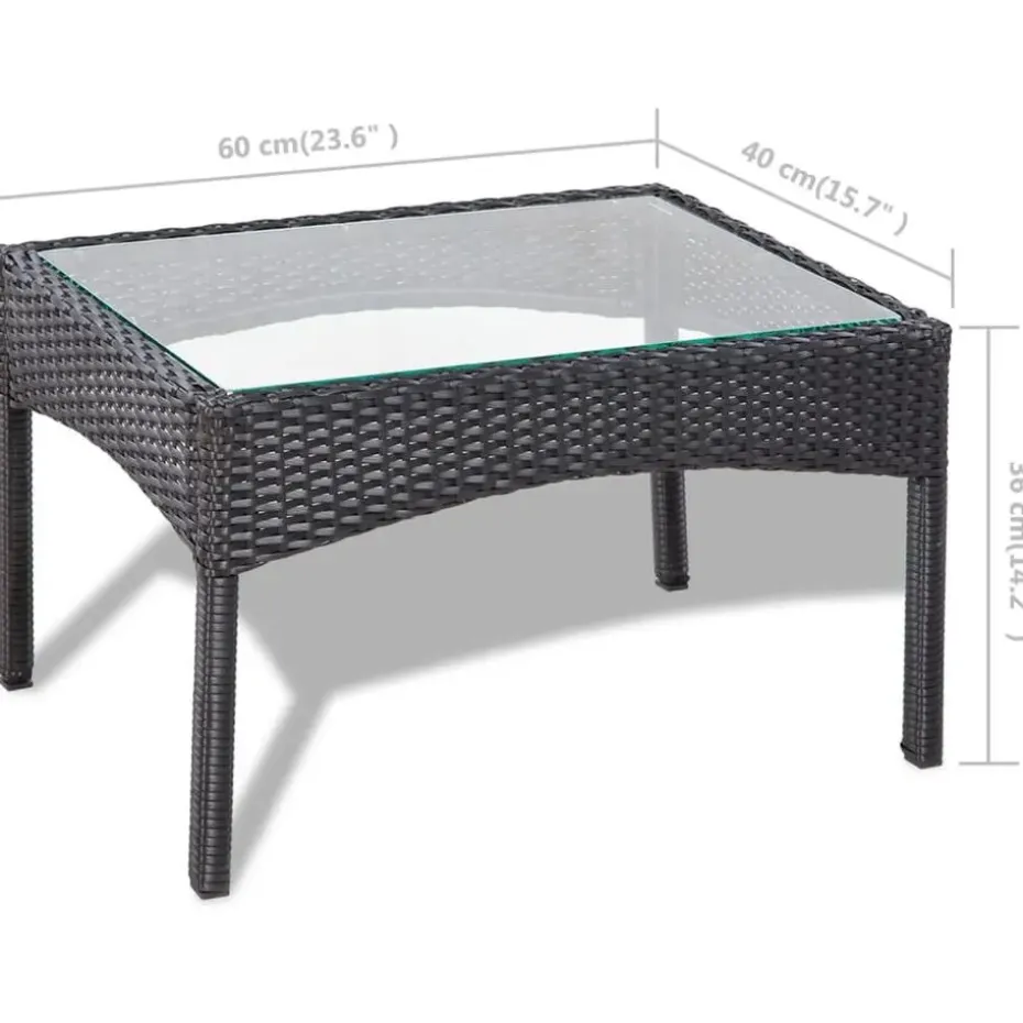 vidaXL - Bankset - Zwart - Poly rattan