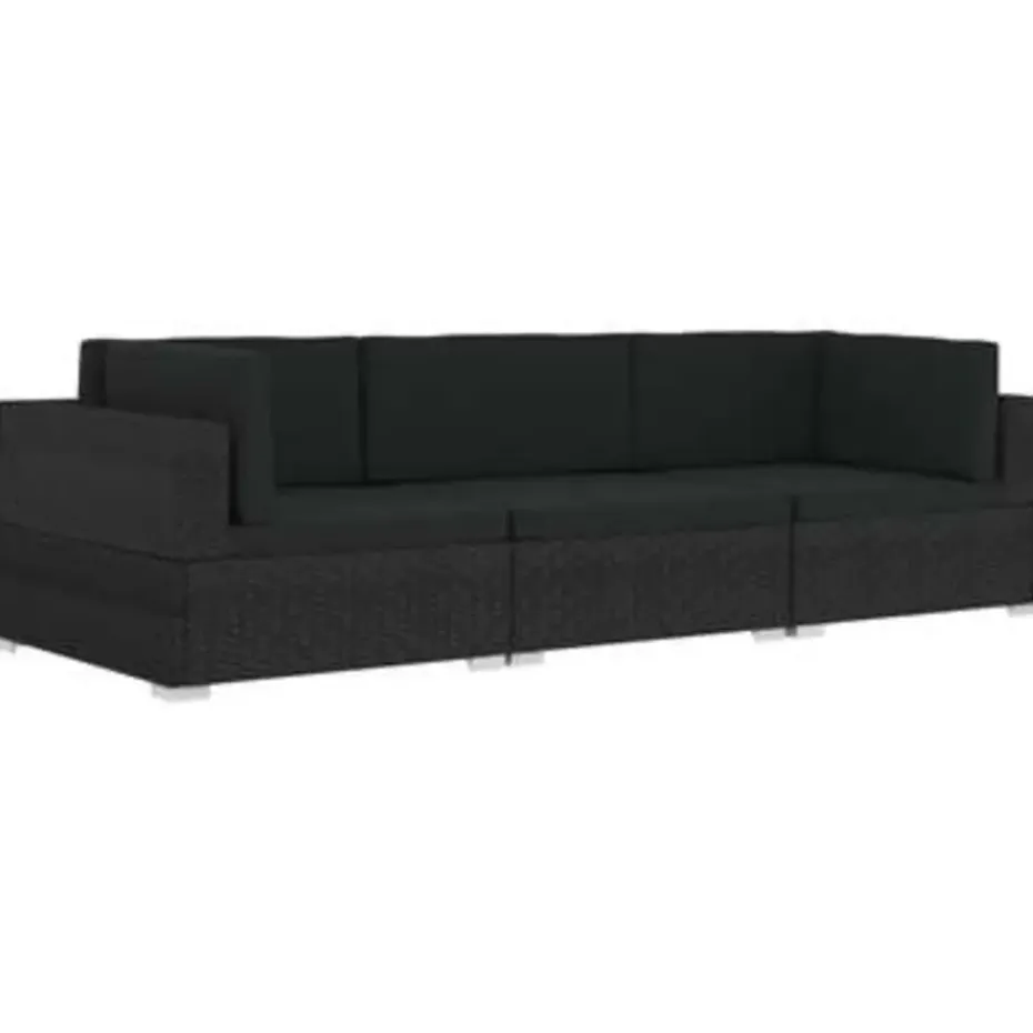 vidaXL - Bankset - Zwart - Poly rattan