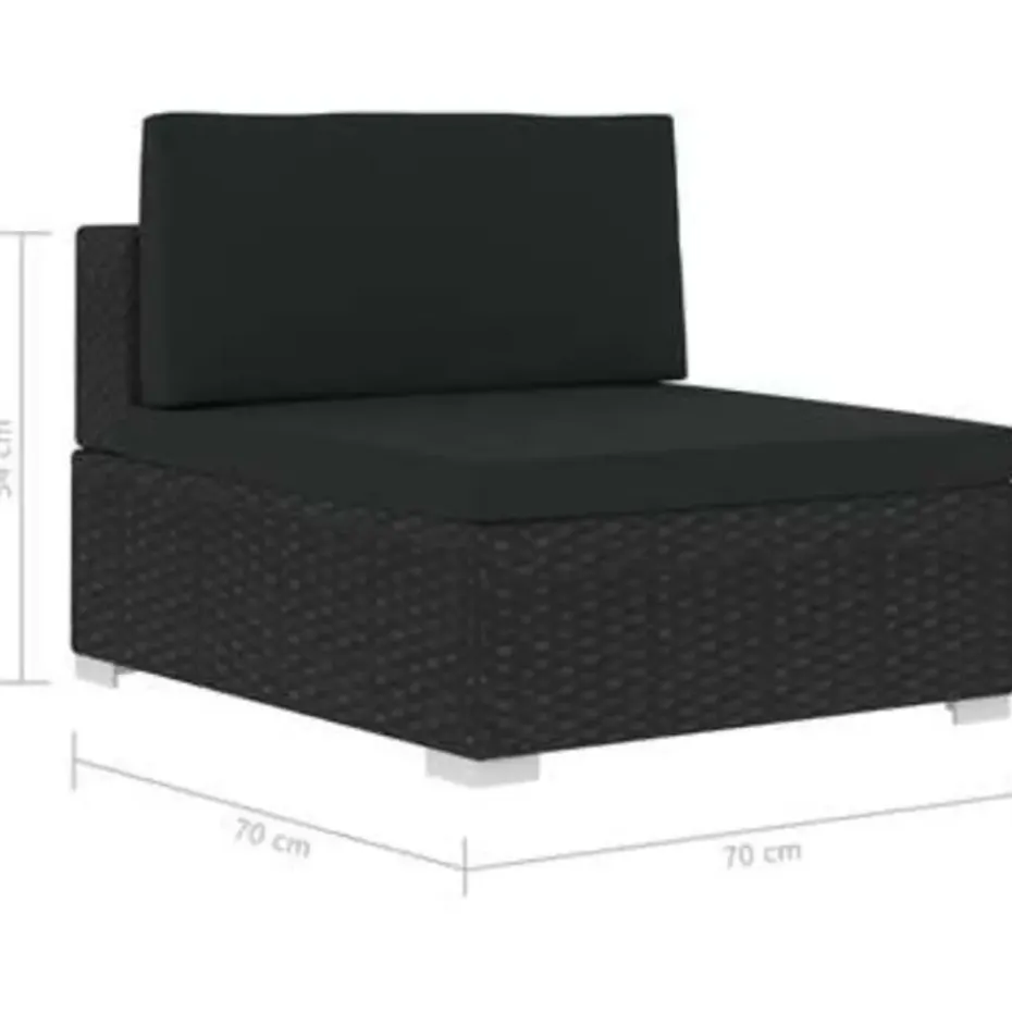 vidaXL - Bankset - Zwart - Poly rattan
