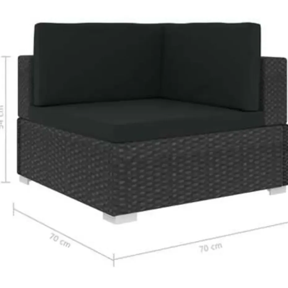 vidaXL - Bankset - Zwart - Poly rattan
