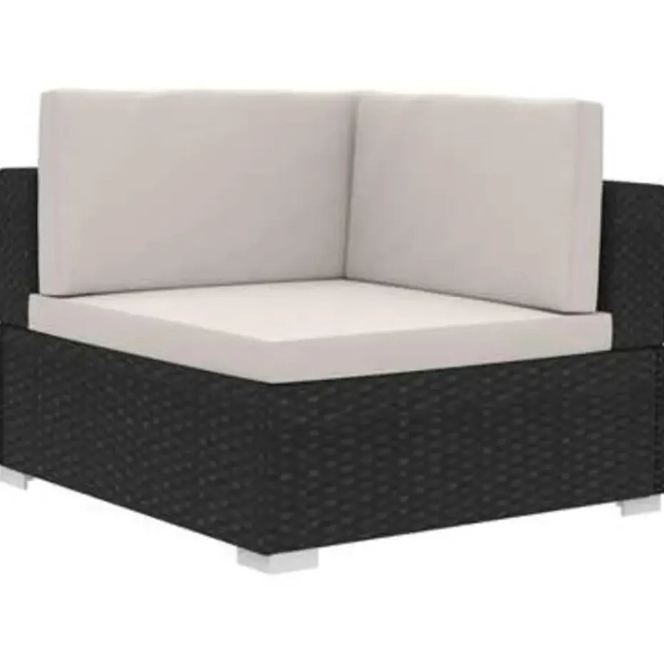 vidaXL - Bankset - Zwart - Poly rattan