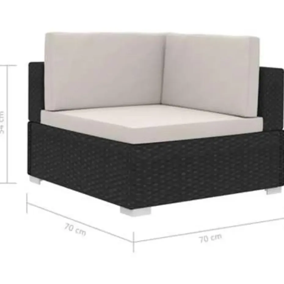 vidaXL - Bankset - Zwart - Poly rattan