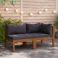 vidaXL - Bankstel - Grijs - Acaciahout