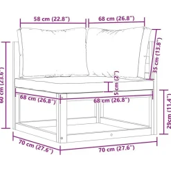 vidaXL - Bankstel - Wit - Acaciahout - 2 stuks - Met kussens