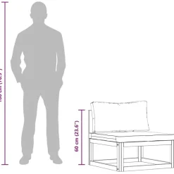 vidaXL - Bankstel - Wit - Acaciahout - 2 stuks - Met kussens