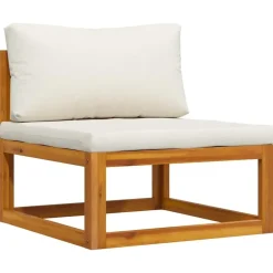 vidaXL - Bankstel - Wit - Acaciahout - 2 stuks - Met kussens