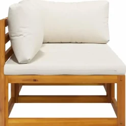 vidaXL - Bankstel - Wit - Acaciahout - 2 stuks - Met kussens