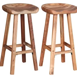 vidaXL - Barkruk - Bruin - Hout - 2 stuks