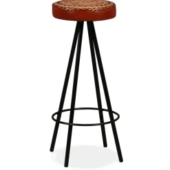 vidaXL - Barkruk - Bruin - Leer - 2 stuks