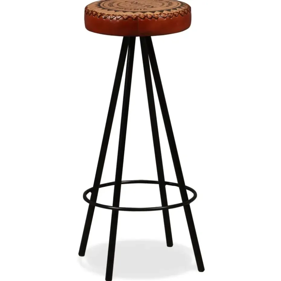 vidaXL - Barkruk - Bruin - Leer - 2 stuks