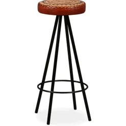 vidaXL - Barkruk - Bruin - Leer - 2 stuks