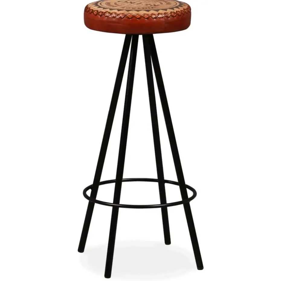 vidaXL - Barkruk - Bruin - Leer - 2 stuks