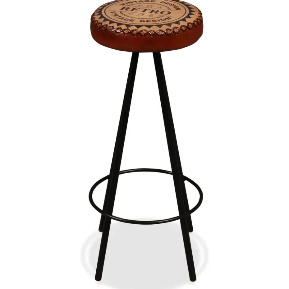 vidaXL - Barkruk - Bruin - Leer - 2 stuks