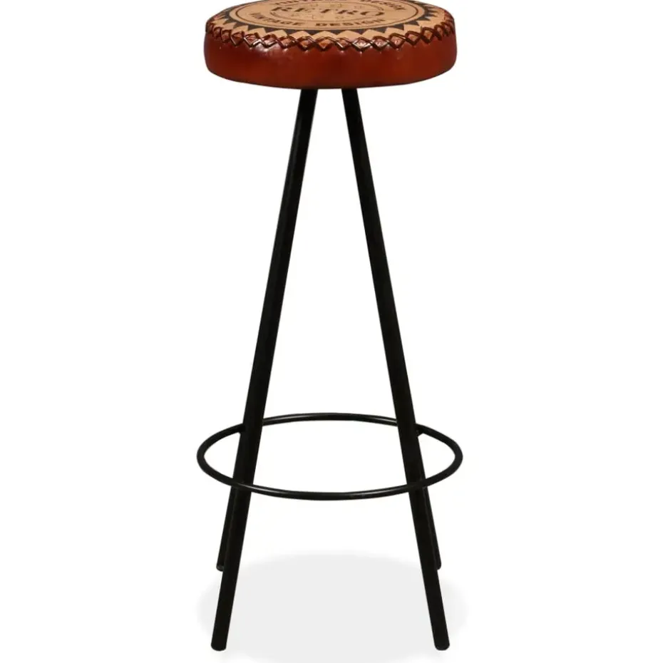 vidaXL - Barkruk - Bruin - Leer - 2 stuks