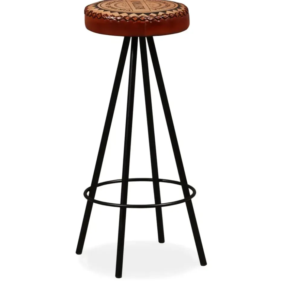 vidaXL - Barkruk - Bruin - Leer - 2 stuks