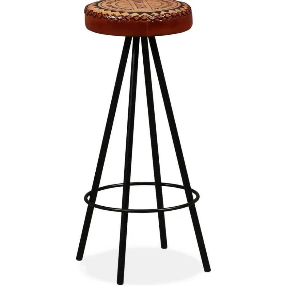 vidaXL - Barkruk - Bruin - Leer - 2 stuks