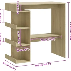 vidaXL - Bartafel - Bruin - Bewerkt hout