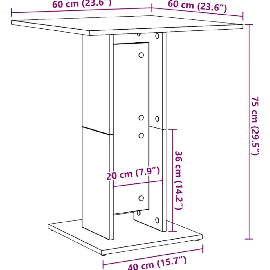 vidaXL - Bartafel - Grijs - Bewerkt hout