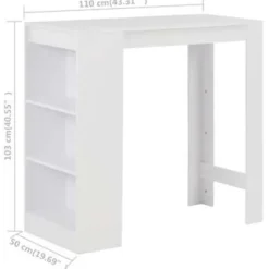 vidaXL - Bartafel - Wit - Bewerkt hout