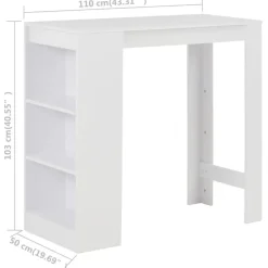 vidaXL - Bartafel - Wit - Bewerkt hout