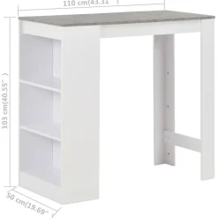 vidaXL - Bartafel - Wit - Bewerkt hout