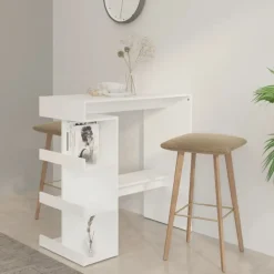 vidaXL - Bartafel - Wit - Bewerkt hout