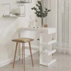 vidaXL - Bartafel - Wit - Bewerkt hout