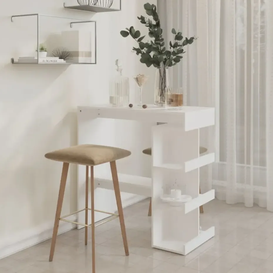 vidaXL - Bartafel - Wit - Bewerkt hout