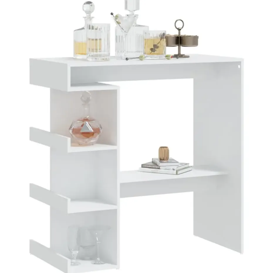 vidaXL - Bartafel - Wit - Bewerkt hout