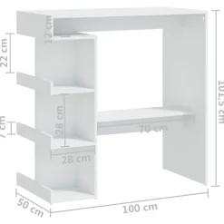 vidaXL - Bartafel - Wit - Bewerkt hout