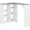 vidaXL - Bartafel - Wit - Bewerkt hout