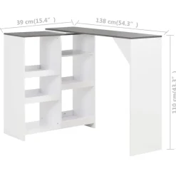 vidaXL - Bartafel - Wit - Bewerkt hout