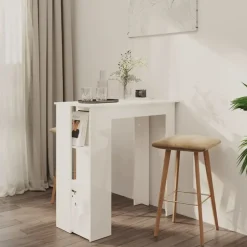 vidaXL - Bartafel - Wit - Bewerkt hout