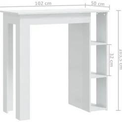 vidaXL - Bartafel - Wit - Bewerkt hout