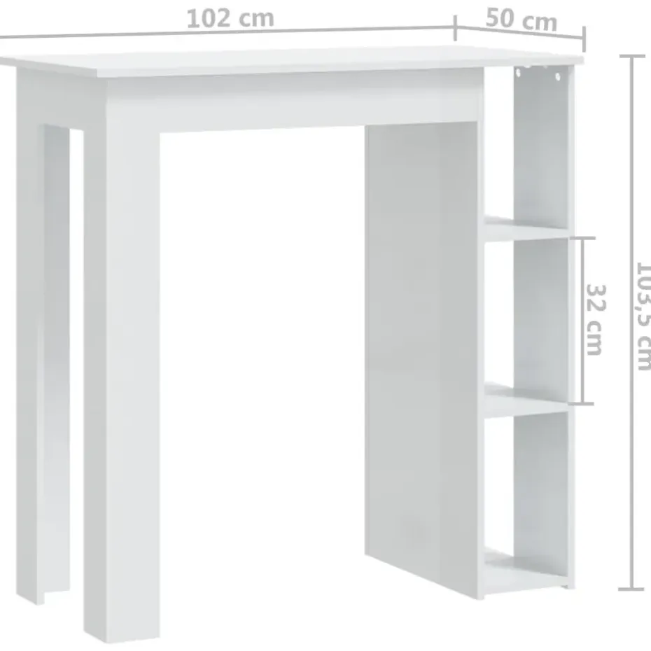 vidaXL - Bartafel - Wit - Bewerkt hout