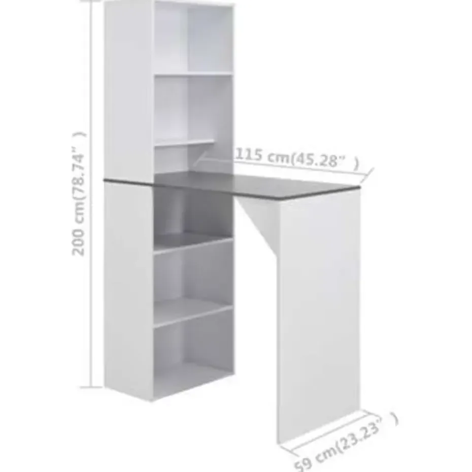 vidaXL - Bartafel - Wit - Bewerkt hout