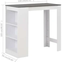 vidaXL - Bartafel - Wit - Bewerkt hout