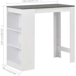 vidaXL - Bartafel - Wit - Bewerkt hout