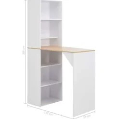 vidaXL - Bartafel - Wit - Bewerkt hout