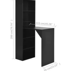 vidaXL - Bartafel - Zwart - Bewerkt hout